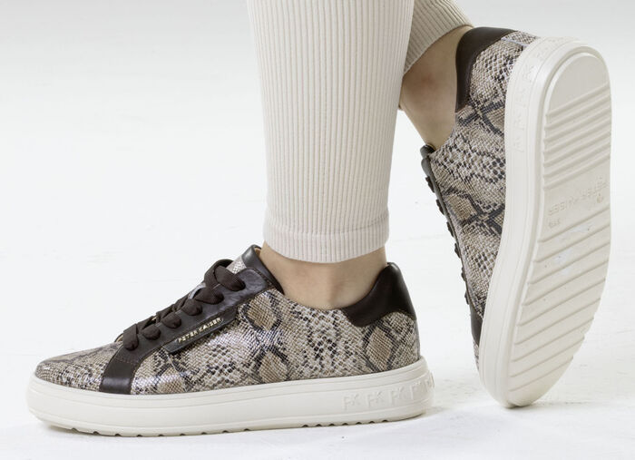 Peter Kaiser, modische Damen-Sneaker, mit herausnehmbarem Fussbett TAUPE-MOKKA