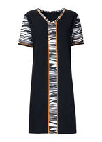 k&uuml;rzer geschnittenes Nachthemd mit V-Ausschnitt SCHWARZ-BUNT