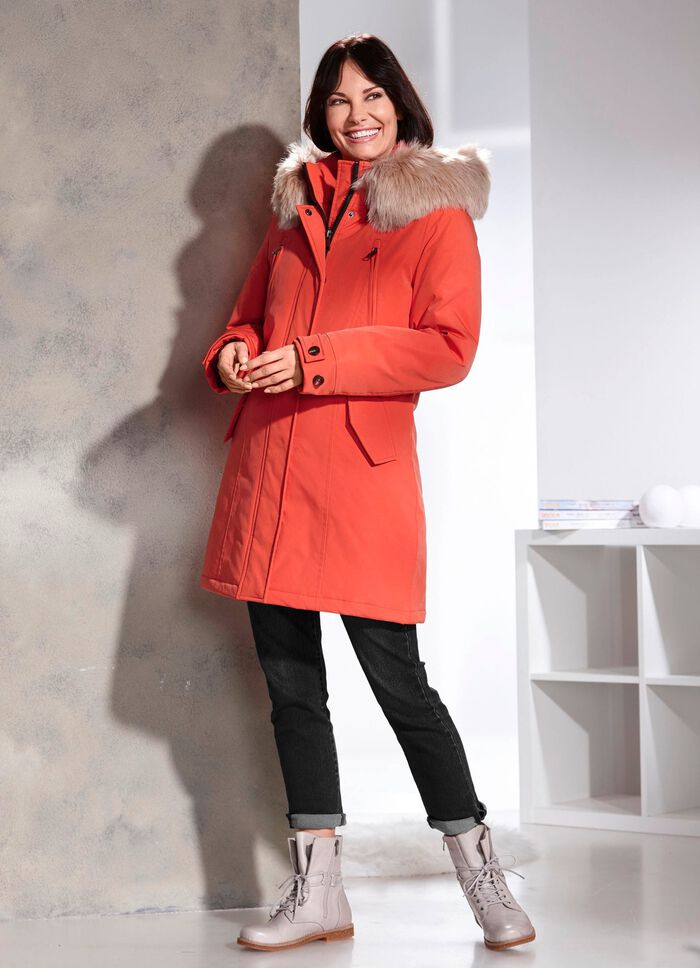 Kurzmantel mit gr&ouml;&szlig;enverstellbarer Kapuze 