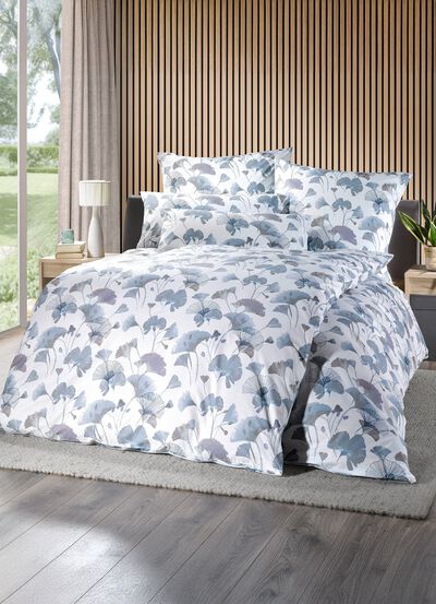 Bettw&auml;sche-Garnitur mit Ginkgo-Bl&auml;tter-Motiv 