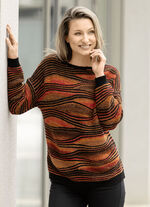 Pullover in aufwendigem Dessin SCHWARZ-ORANGE-MULTICOLOR