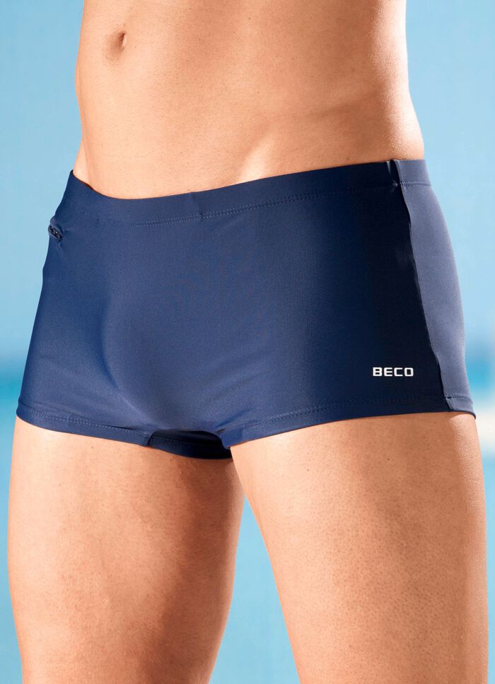 Zweierpack Badehosen in Kastenform mit Reissverschlusstasche 