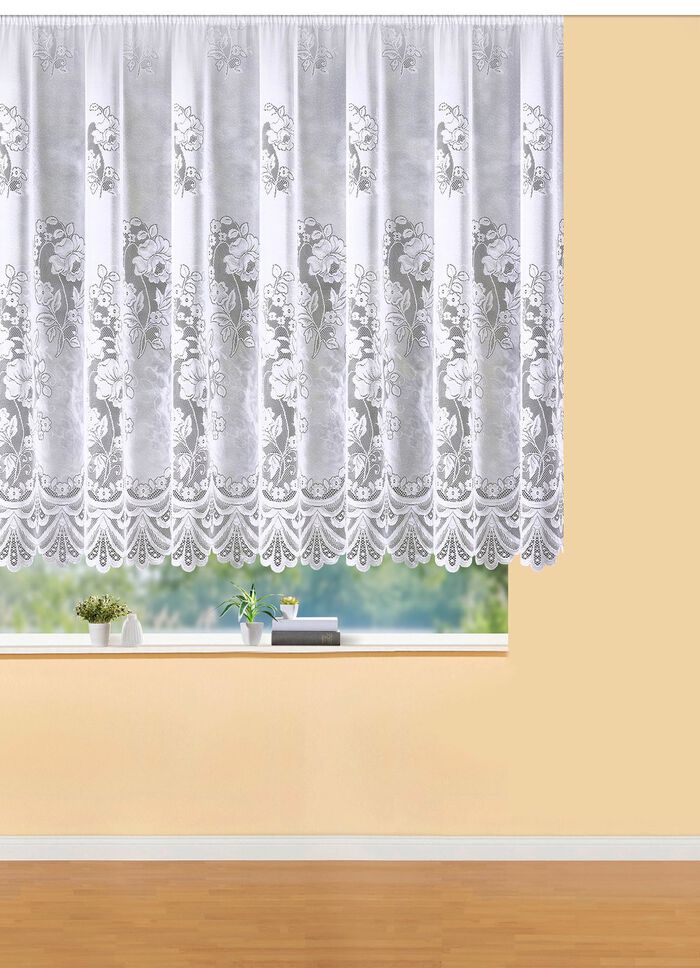 Blumenfenster-Vorhang mit Automatikfaltenband 