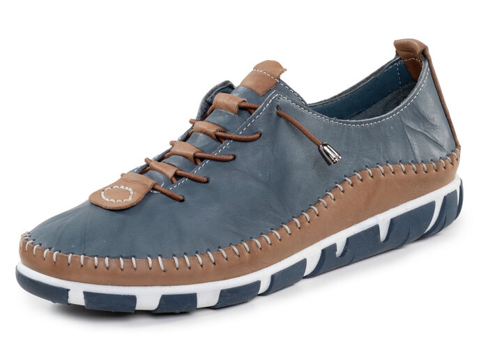 Gemini Schnürschuh mit dezenter Knitter-Struktur JEANS-BRAUN