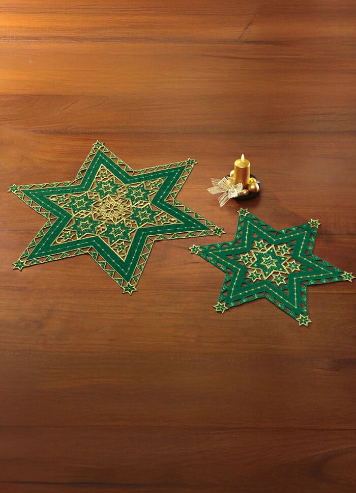 Wunderh&uuml;bsch bestickte Tischdekoration GR&Uuml;N