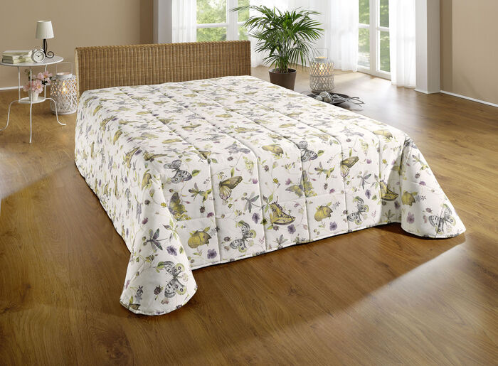 Tagesdecke und Kissenbezüge mit Schmetterlingsmotive BEIGE