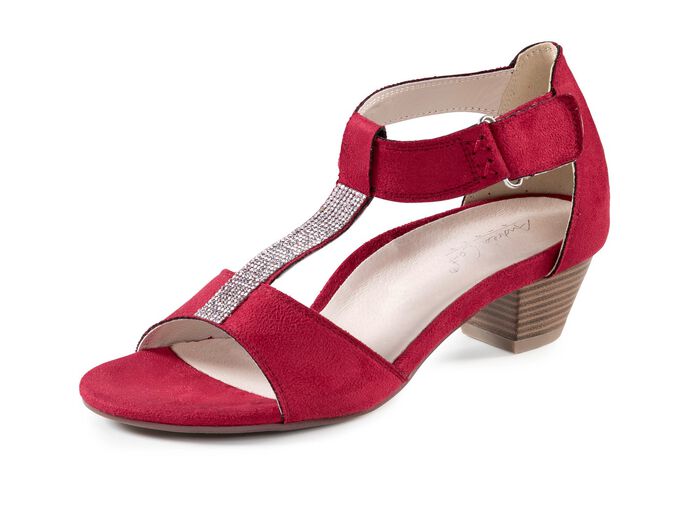 Andrea Conti, schicke Damen-Sandaletten, mit Klettspange ROT