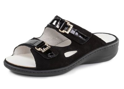 Waldl&auml;ufer Pantolette mit Metallschmuck mit Glitzersteinchen 