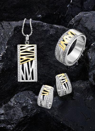 Klappcreolen in Bicolor mit synth. Zirkonia 