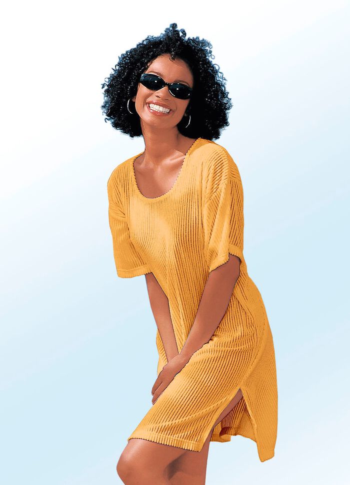 Frottier-Kleid mit Streifenstruktur und kurzen Ärmeln SAFRAN