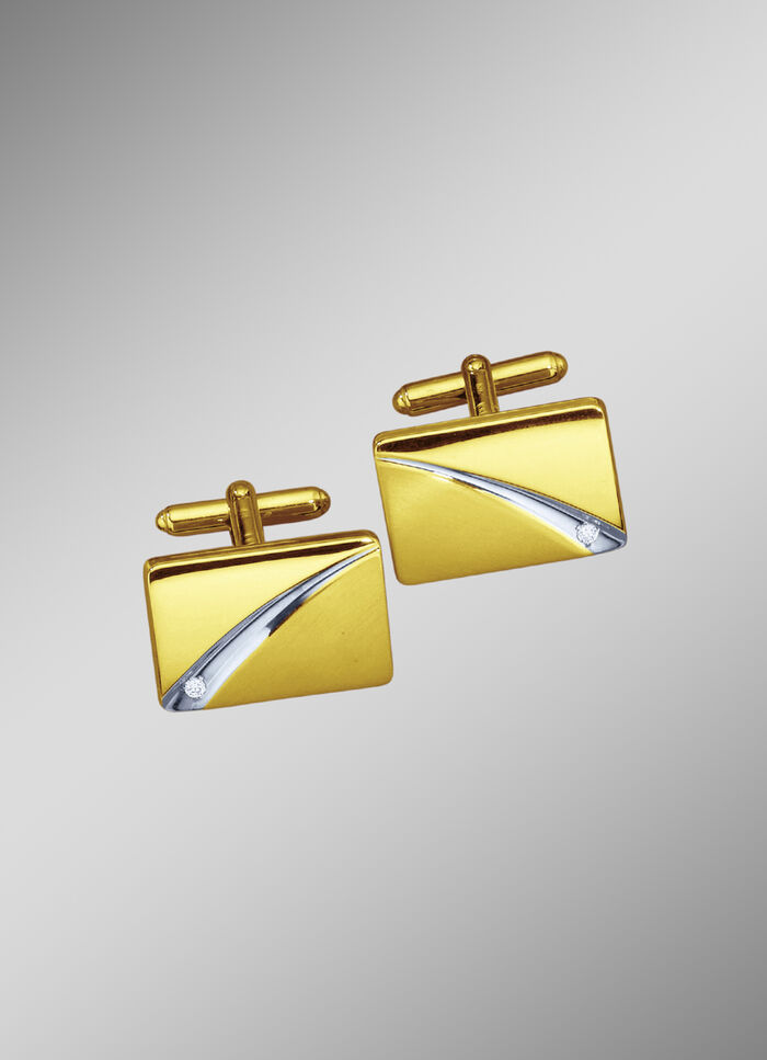 Manschettenkn&ouml;pfe mit Weissgoldrille 