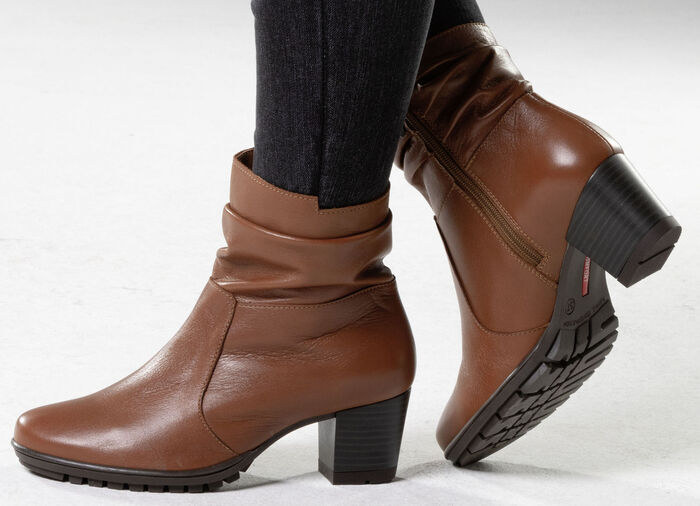 ELENA EDEN, modische Damen-Stiefeletten, Weite G, mit herausnehmbarem Fussbett COGNAC