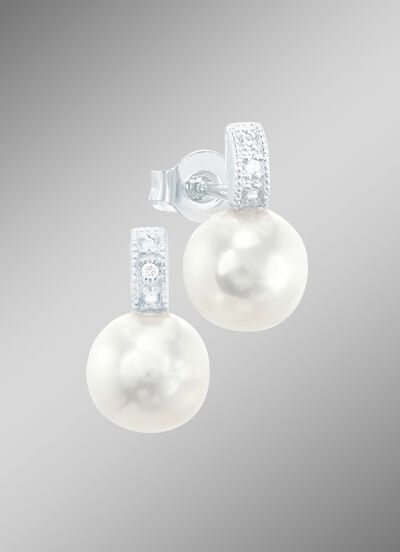 Ohrstecker mit S&uuml;sswasser-Zuchtperle und Brillanten 