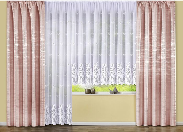 Toller Blumenfenster-Vorhang mit Universalschienenband 