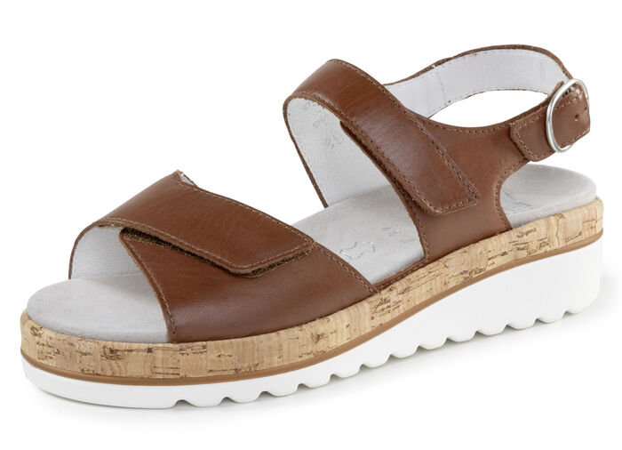 ELENA EDEN Sandale aus Nappaleder COGNAC