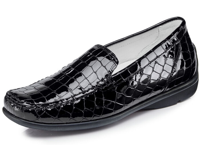 Waldläufer, stilvolle Damen-Slipper, Weite H, mit herausnehmbarem Fussbett SCHWARZ