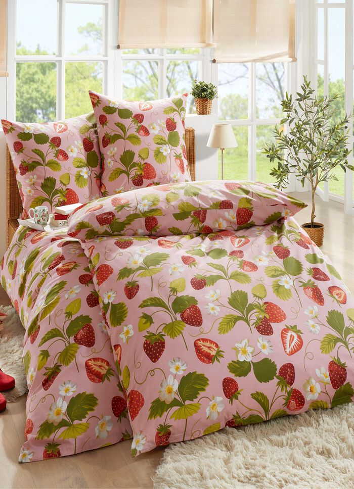 Bettw&auml;sche-Garnitur mit Erdbeer-Motiv ROSE