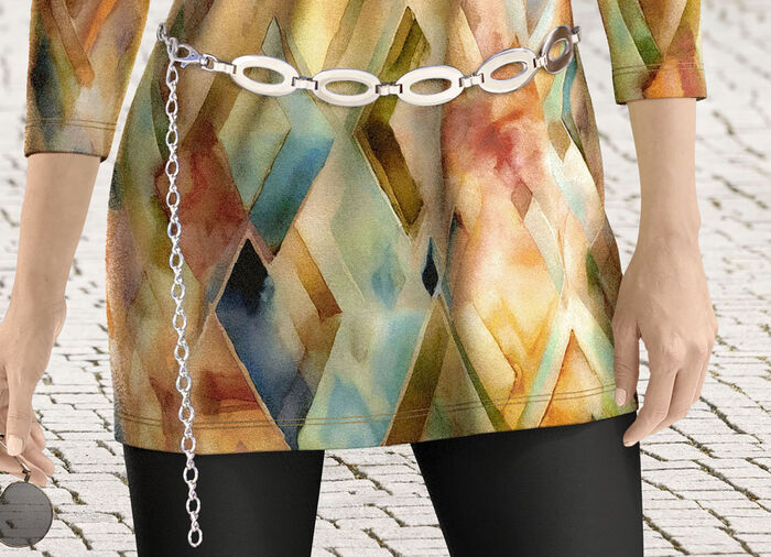 Modischer Damen-Kettengürtel, mit Karabinerverschluss SILBER