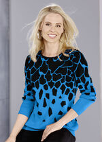 Pullover in Jacquard-Dessin AZURBLAU-SCHWARZ