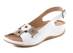 Sandale aus Rind-Nappaleder mit verstellbarem Fersenriemchen WEISS-BRONZE