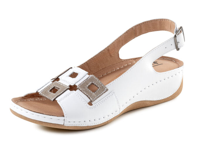 Sandale aus Rind-Nappaleder mit verstellbarem Fersenriemchen WEISS-BRONZE