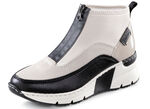 Rieker, stylische Damen-Boots, Weite G, mit Reissverschluss ECRU-SCHWARZ