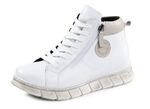Gemini Schnür-Bootie aus weichem Rind-Nappaleder WEISS-TAUPE