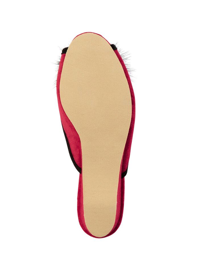 ELENA EDEN, schicke Damen-Pantoletten, Weite G, mit Kunstfellpompon ROT