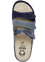 Mubb, bequeme Damen-Pantoletten, Weite H, mit herausnehmbarem Fussbett BLAU