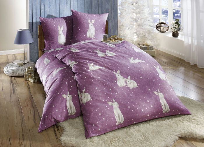 Edel-Barchent Bettw&auml;sche-Garnitur aus Baumwolle 