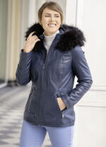 Lederjacke mit Webpelzbesatz 