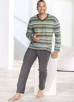 Schlafanzug mit V-Ausschnitt und offenen Abschl&uuml;ssen 