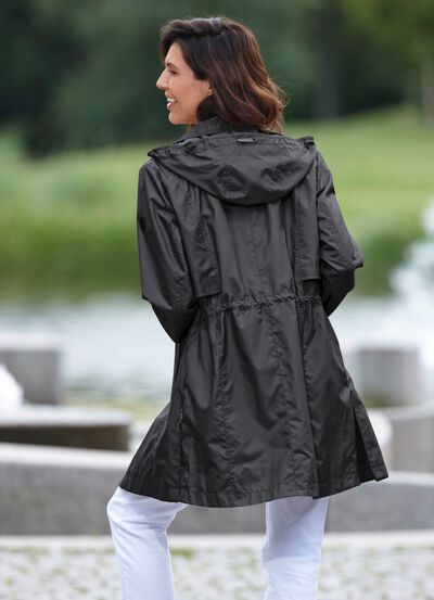 Longjacke mit abnehmbarer Kapuze 