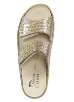 ELENA EDEN, bequeme Damen-Pantoletten, Weite H, mit herausnehmbarem Fussbett TAUPE