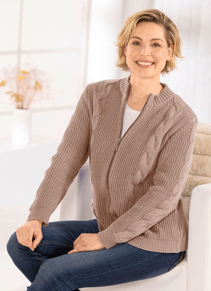 Strickjacke mit nachhaltig recycelter Baumwolle TAUPE