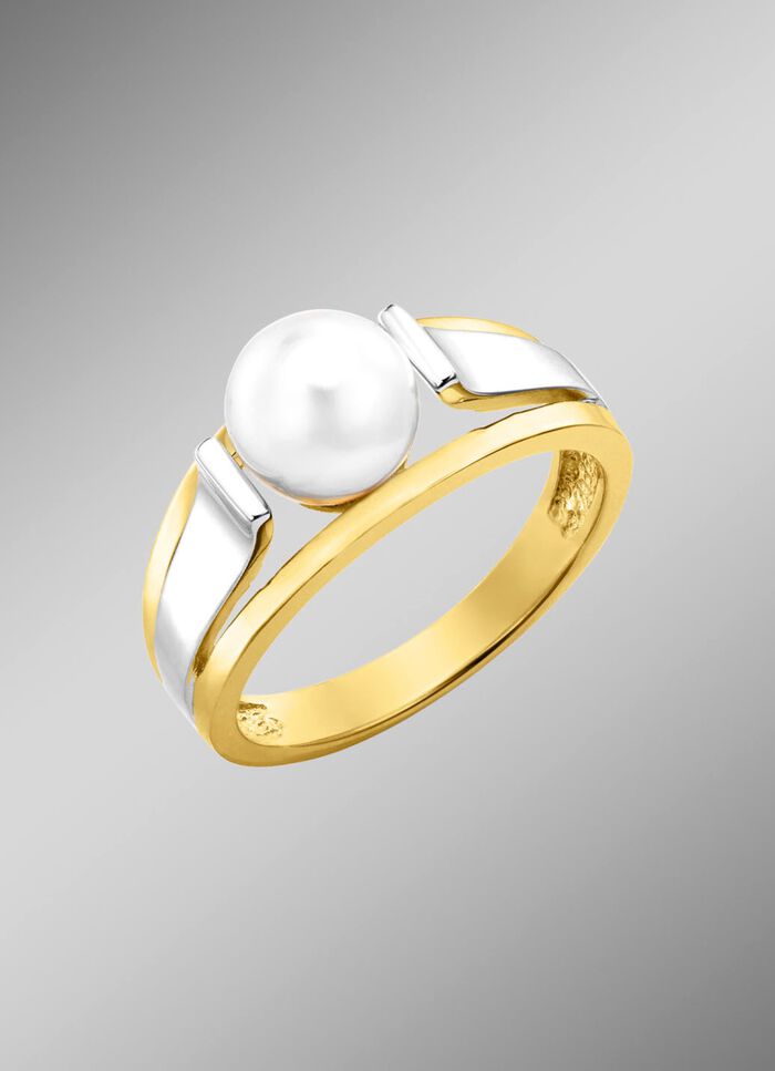 Moderner Damenring mit S&uuml;sswasser-Zuchtperle 