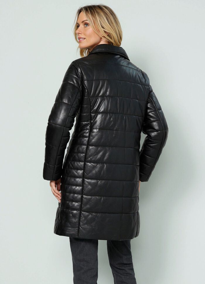 Lederkurzmantel mit Innentasche 