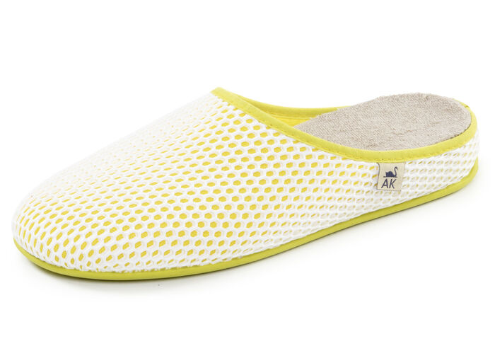 Bequeme Damen-Hausschuhe, Weite H, mit herausnehmbarem Fussbett GELB