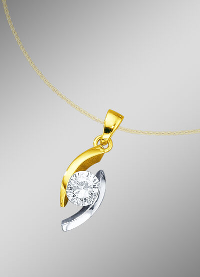 Klassischer Solitäranhänger in Bicolor mit Brillant  Klassischer Solitäranhänger in Bicolor mit Brillant