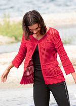 Strickjacke mit Ajourmuster ROT