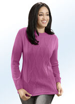 Pullover mit Strukturmix BEERE