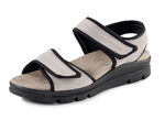 ELENA EDEN Sandale aus weichem Nubukleder und schwarzem Elastikmaterial BEIGE