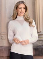 Pullover mit transparentem Einsatz am Dekollet&eacute; 