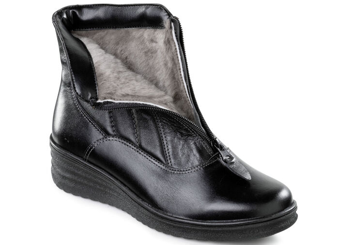 ELENA EDEN, gefütterte Damen-Stiefeletten, Winterschuhe, Weite H, mit Lammfell SCHWARZ