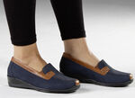 Waldläufer, bequeme Damen-Slipper, Weite H, mit herausnehmbarem Fussbett MARINE-COGNAC