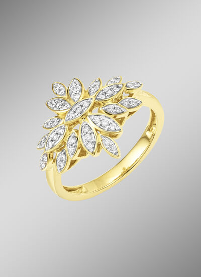 Damenring im Blumendesign mit 45 Brillanten 