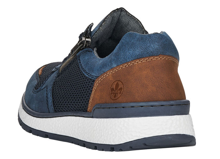 Rieker, bequeme Herren-Sneaker, Weite H, mit herausnehmbarem Fussbett BLAU-BRAUN