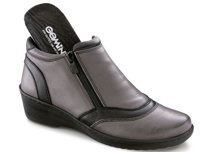 Gemini, bequeme Damen-Boots, Weite H, mit herausnehmbarem Fussbett GRAU-SCHWARZ