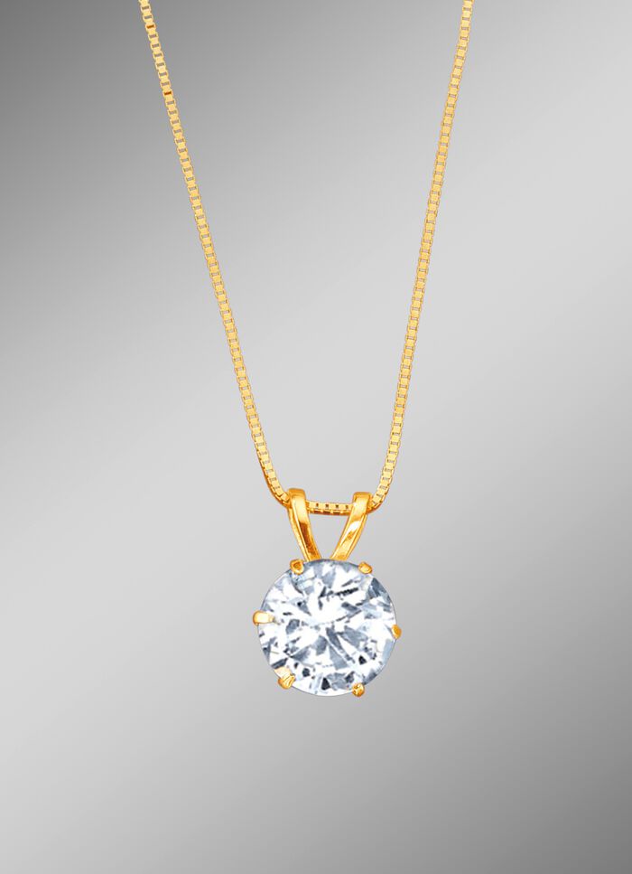 Anh&auml;nger mit synth. Zirkonia und Veneziakette 