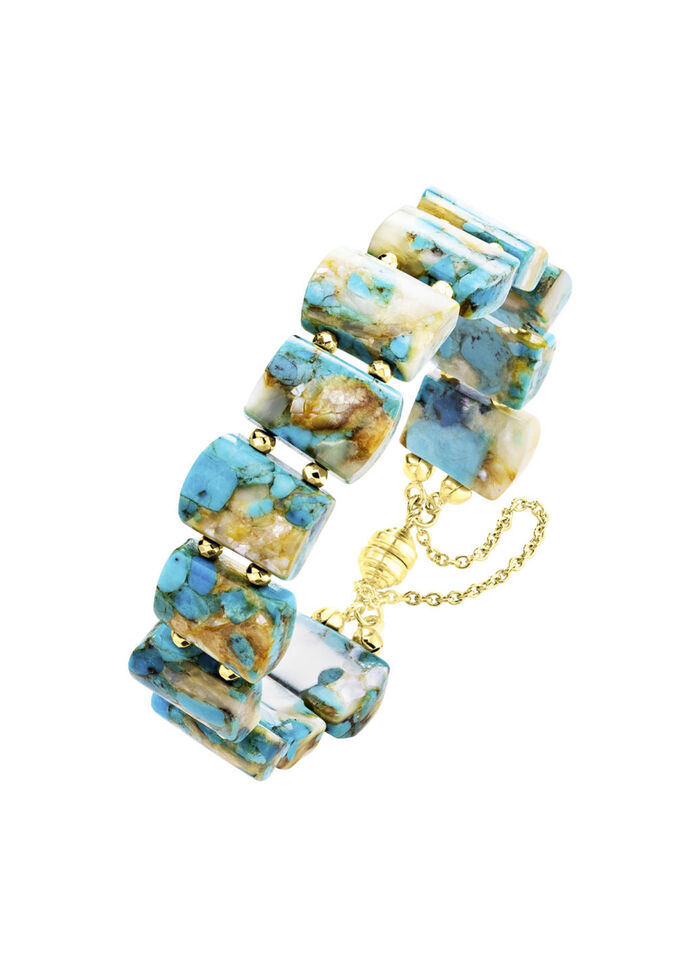 Armband mit beh. Türkis und beh. Perlmutt 